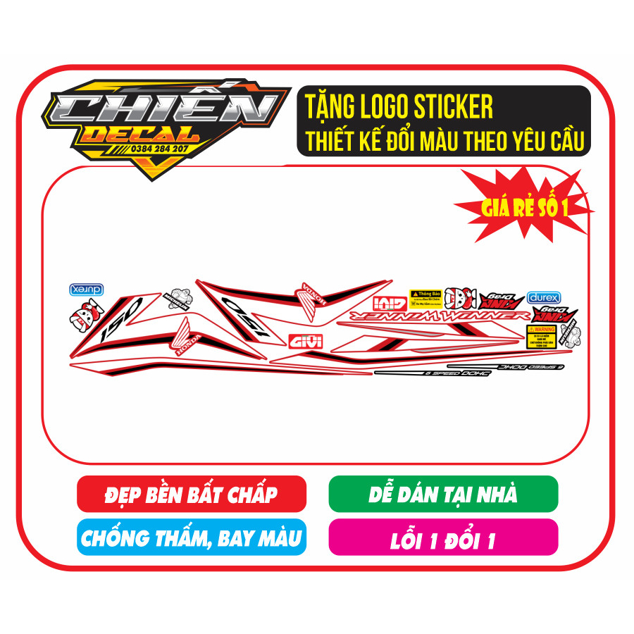 Tem rời winner v1 đỏ đen