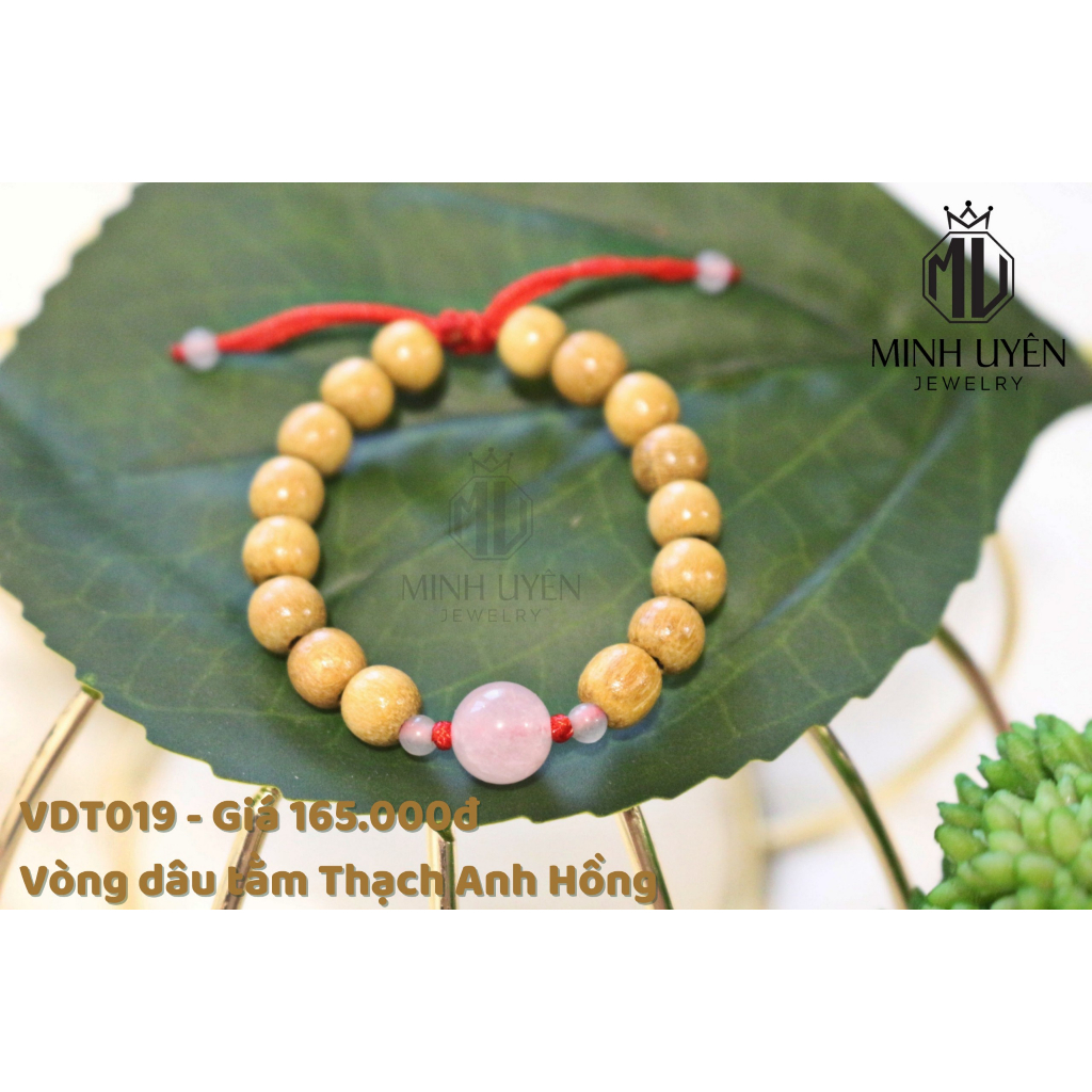 Vòng dâu tằm Thạch anh hồng - Minh Uyên VDT019