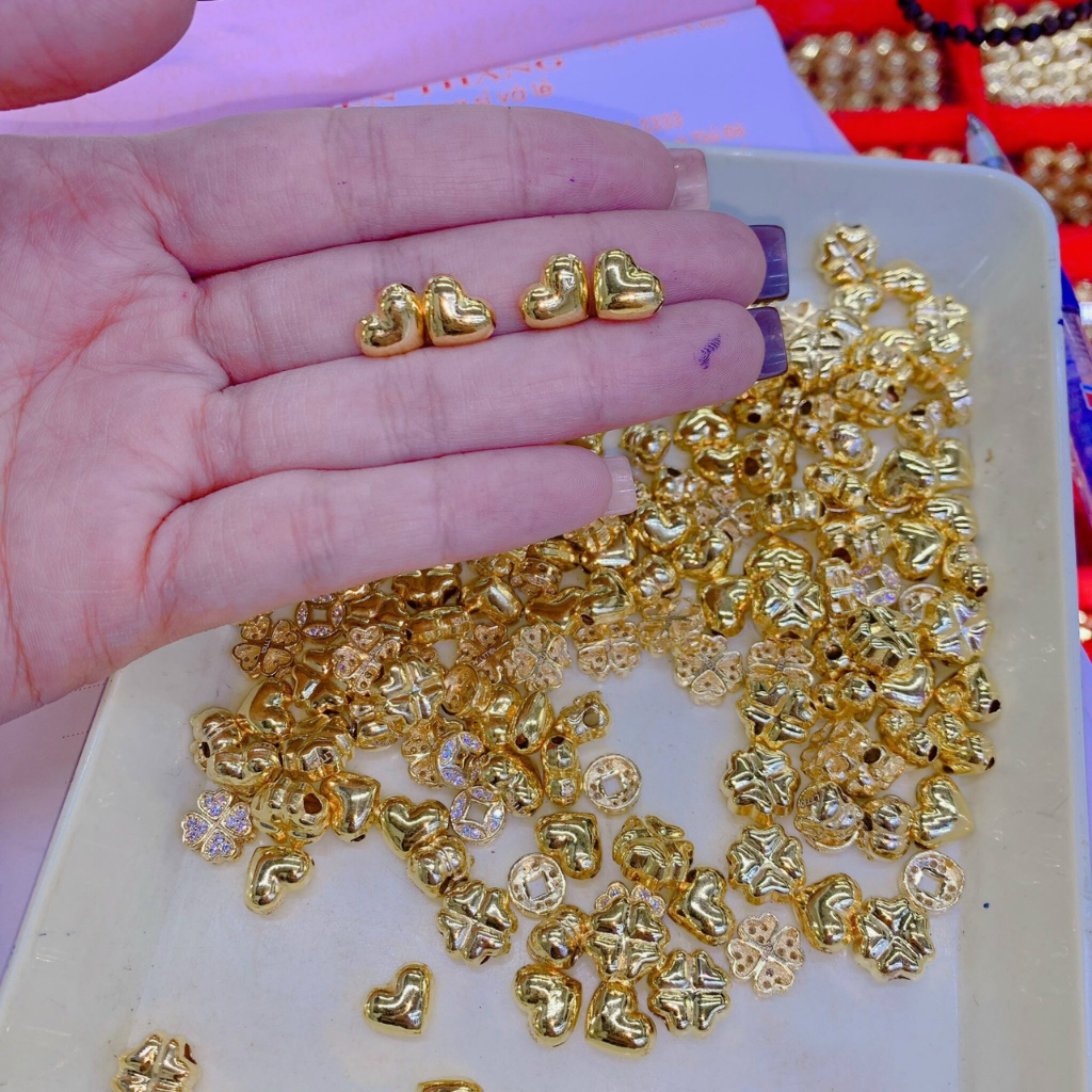 Charm trái tim/Mặt dây chuyền trái tim Au 10k