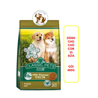 Thức ăn cho chó con hạt classic pets puppy 400g vị sữa