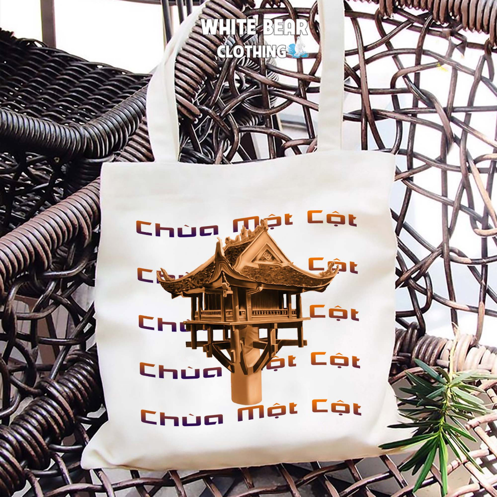 Túi vải tote du lịch Chùa Một Cột quà tặng WHITE BEAR CLOTHING