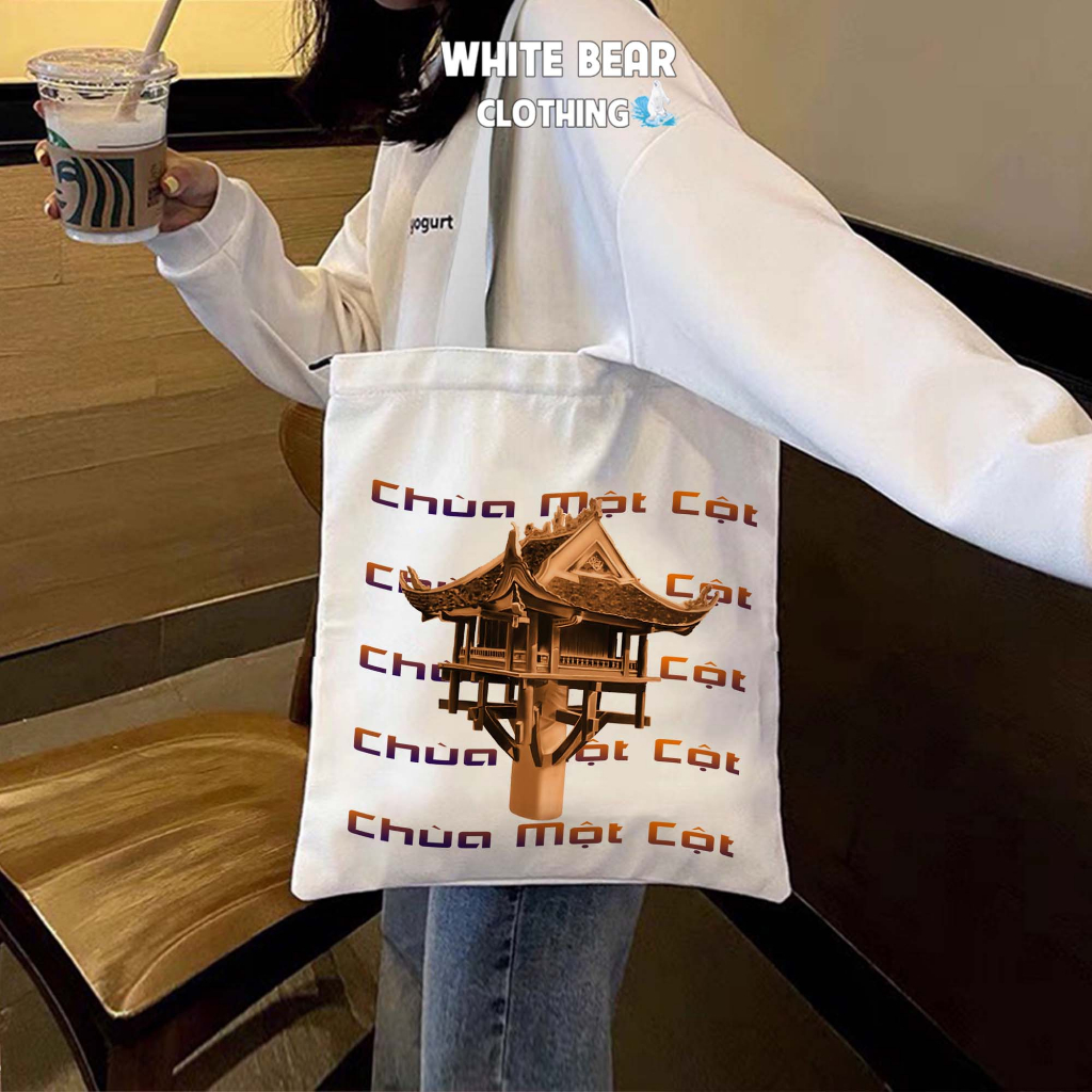 Túi vải tote du lịch Chùa Một Cột quà tặng WHITE BEAR CLOTHING