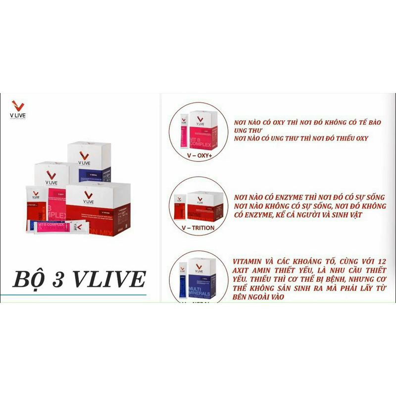 Bộ 3 V Live cung cấp 160 dưỡng chất cho tế bào