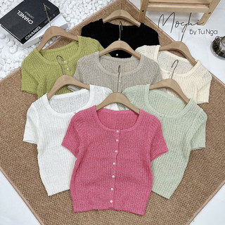 Áo len kẻ mongtogi cổ tròn , dáng basic