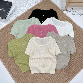 Áo len kẻ mongtogi cổ tròn , dáng basic