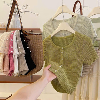Áo len kẻ mongtogi cổ tròn , dáng basic