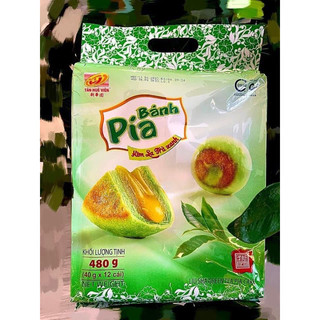 Bánh pía kim sa trà xanh-480gr-12 cái-Tân Huê Viên-đặc sản sóc trăng