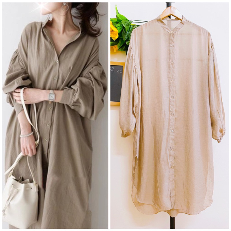 Đầm Sơ Mi Xô Nhật, Dáng Dài, Một Lớp Mỏng, 2hand