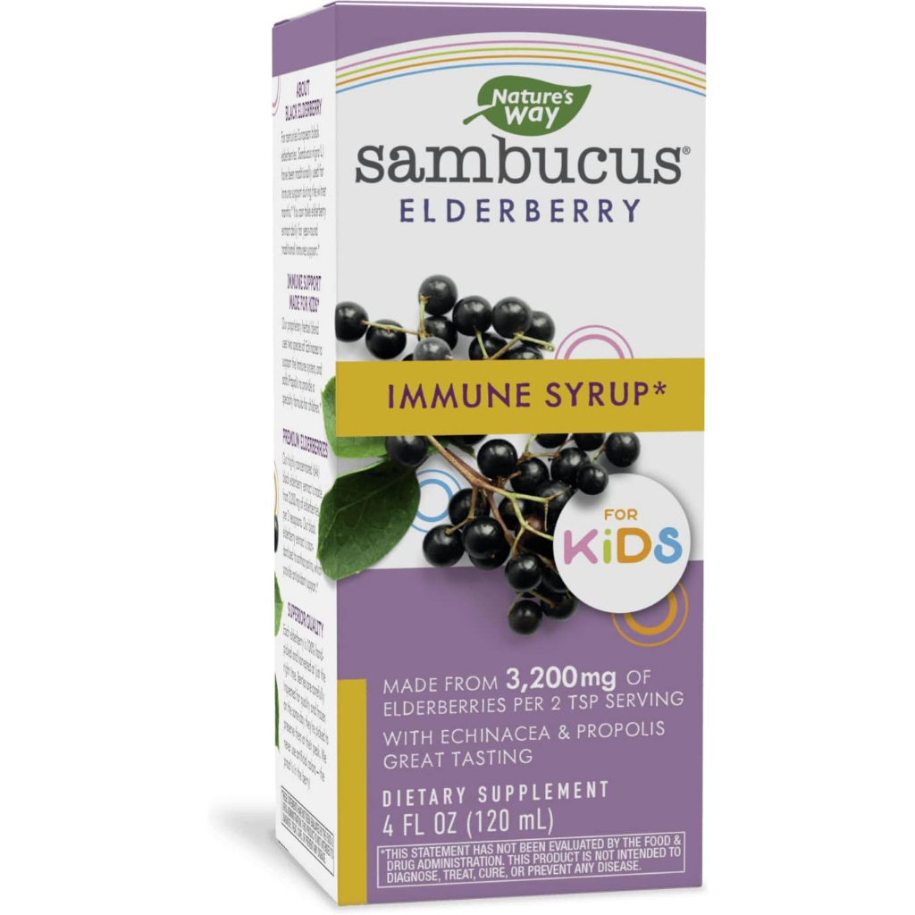 _Siro tăng sức đề kháng cho bé Nature's Way, Sambucus for Kids, Standardized Elderberry 4Oz 120ml