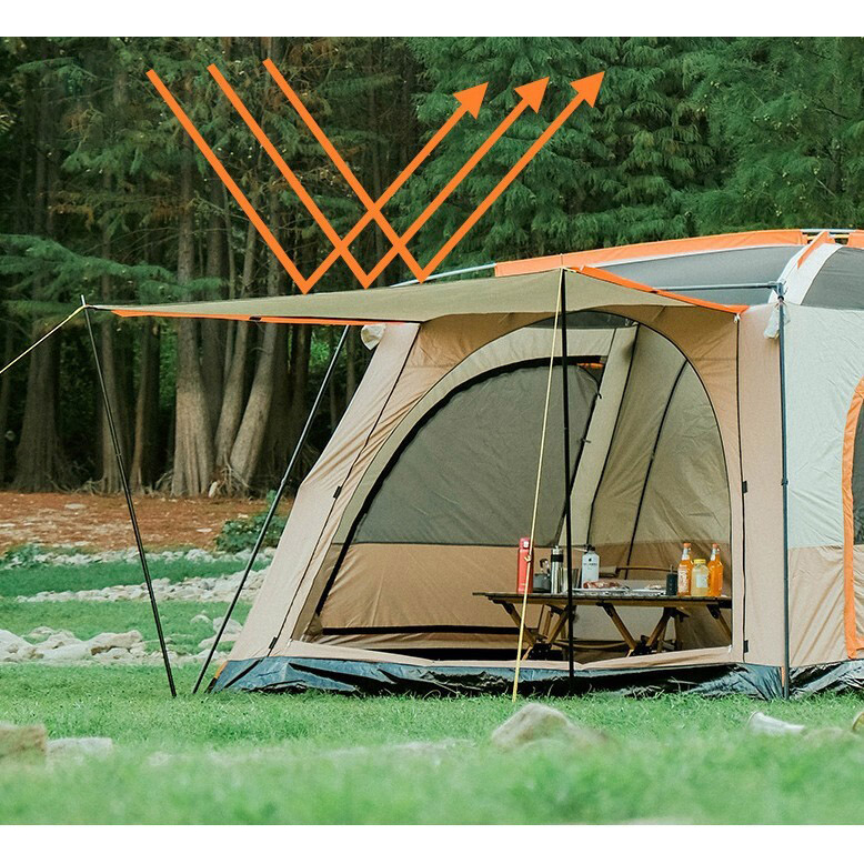 Lều cắm trại dã ngoại gia đình Campingcorner chính hãng, 2 phòng ngủ, chống nước, chống gió từ 4-12 người