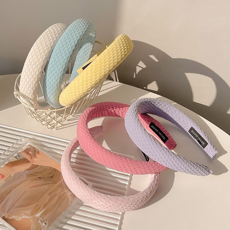 Băng Đô Cài Tóc Vải Xốp Màu Pastel Ngọt Ngào Phong Cách Hàn Quốc Dành Cho Nữ