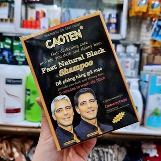 Hộp 10 gói gội là đen caoten / yicaoten , dầu gội nhuộm đen tóc