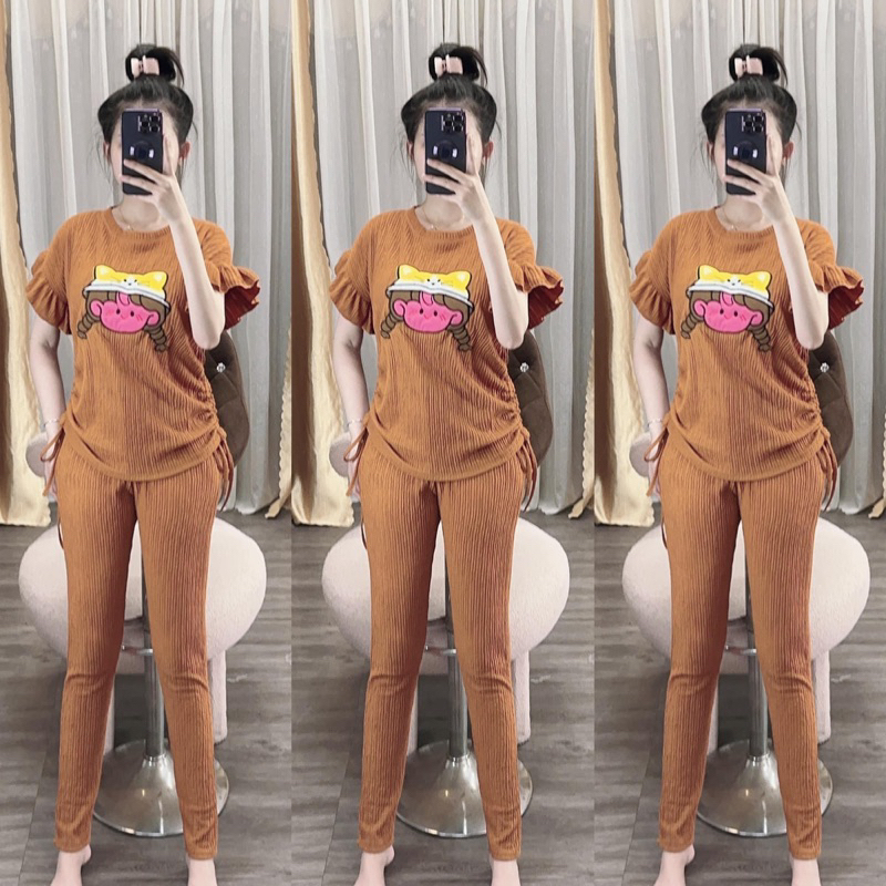 SÉT BỘ THUN XỐP ÁO RÚT 2 BÊN QUẦN ÔM CÓ TÚI CHẤT THUN XỐP XỊN ĐẸP _SET BỘ NỮ MẶC NHÀ ĐI CHƠI _ĐỒ BỘ NỮ _SEN BOTIQUE
