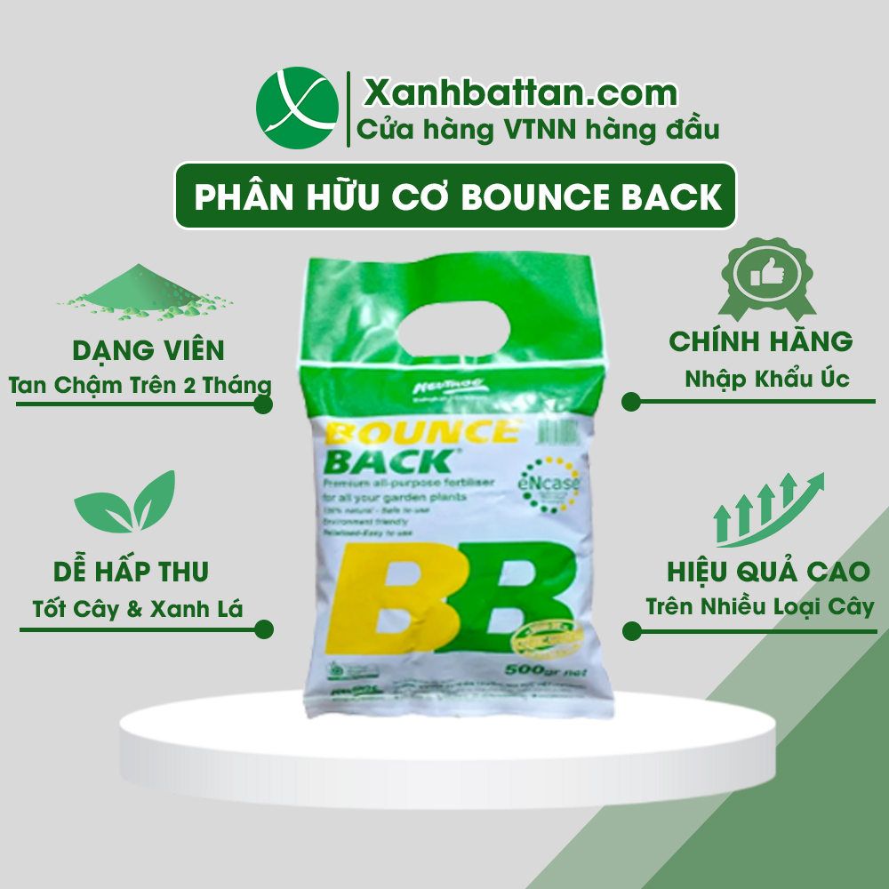 Phân Hữu Cơ Bounce Back Bón Rau Sạch, Hoa Kiểng, Cỏ Sân Vườn Gói 500 Gram