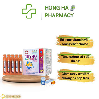 Thymo Baby Shark M03 hỗ trợ tăng đề kháng cho bé giảm nguy cơ viêm đường hô hấp trên Hộp 20 ống