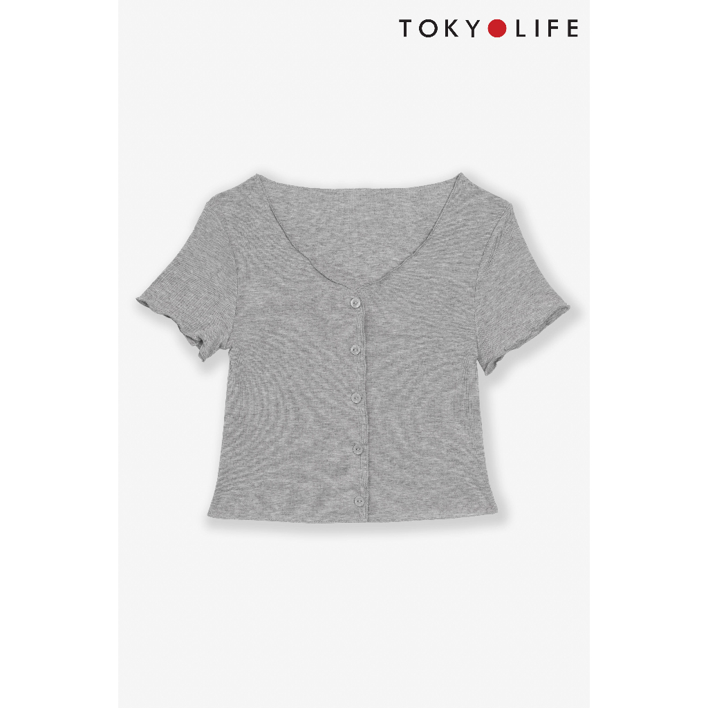 Áo Croptop NỮ cổ cuốn bèo dáng ôm TOKYOLIFE C9CTP501M