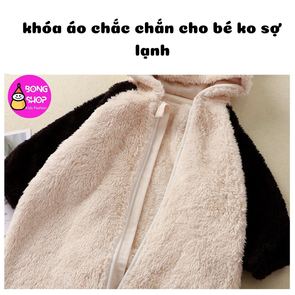 BODY lông cừu mềm mịn mùa đông chất liệu siêu ấm có mũ tai thỏ ,gấu trúc đáng yêu cho bé