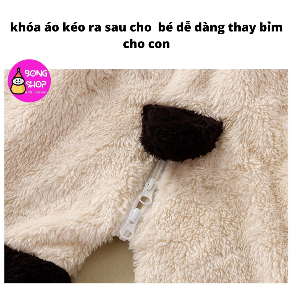 BODY lông cừu mềm mịn mùa đông chất liệu siêu ấm có mũ tai thỏ ,gấu trúc đáng yêu cho bé