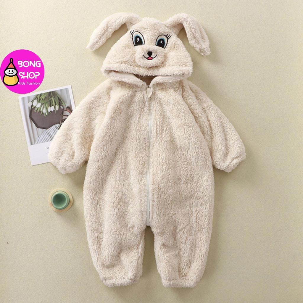 BODY lông cừu mềm mịn mùa đông chất liệu siêu ấm có mũ tai thỏ ,gấu trúc đáng yêu cho bé