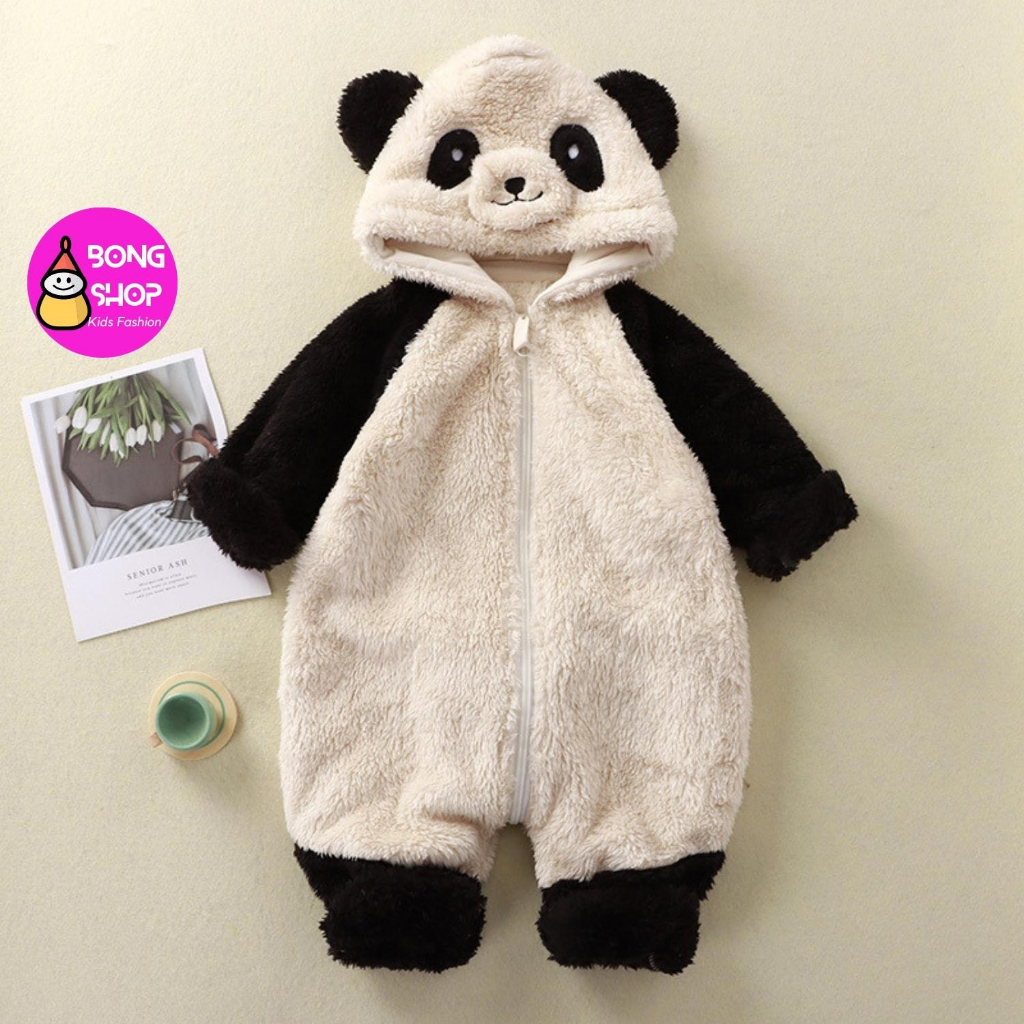 BODY lông cừu mềm mịn mùa đông chất liệu siêu ấm có mũ tai thỏ ,gấu trúc đáng yêu cho bé