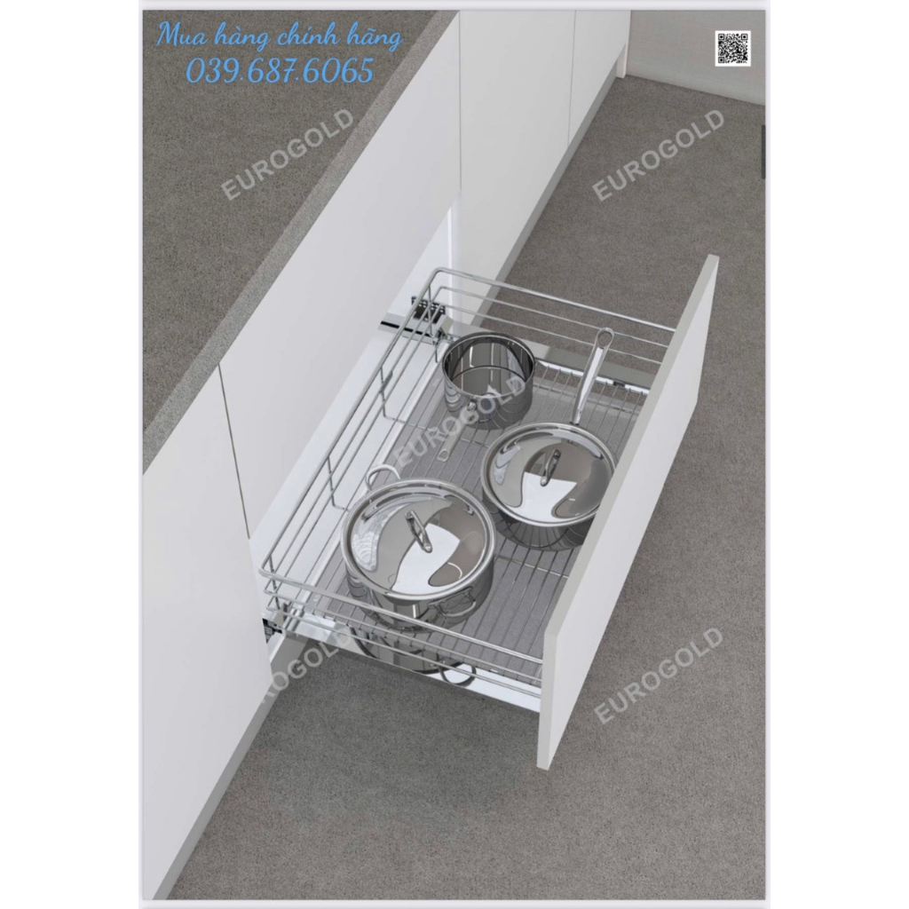 Giá Để Xoong Nồi Inox 304,Giá Úp Bát Đĩa Đa Năng Inox cao cấp nhập khẩu chính hãng hãng Eurogold, Ray âm giảm chấn.