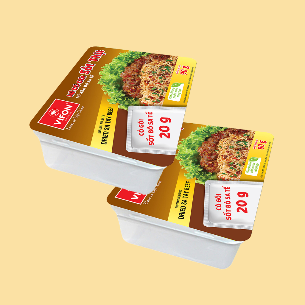 Combo 4 hộp mì xào sốt tương đen hải sản bò sa tế sốt Spaghetti VIFON hộp 90g