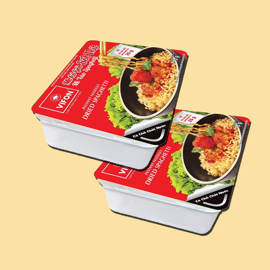 Combo 4 hộp mì xào sốt tương đen hải sản bò sa tế sốt Spaghetti VIFON hộp 90g