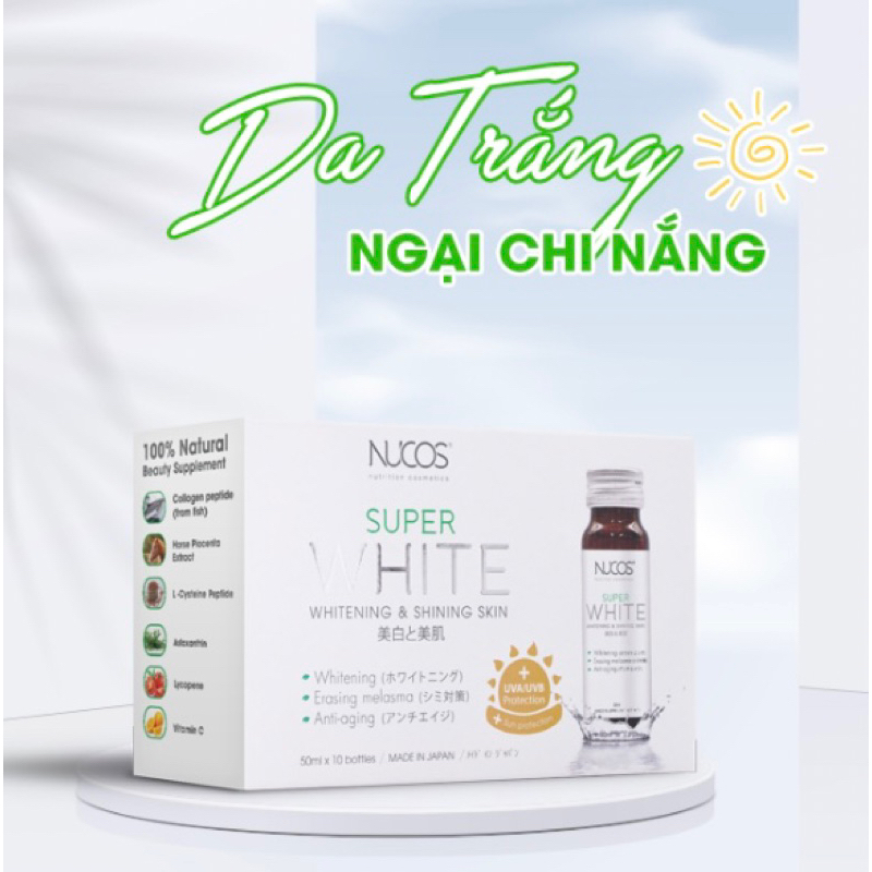 Nước uống Collagen trắng da, giảm nám Nucos Super White (hàng Nhật chính hãng)
