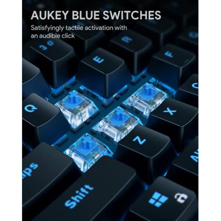 Bàn phím cơ TKL Aukey G14 - Đèn Led RGB - Outemu Blue Switch Siêu Bền - Thương Hiệu Châu Âu - Bảo Hành 24 Tháng