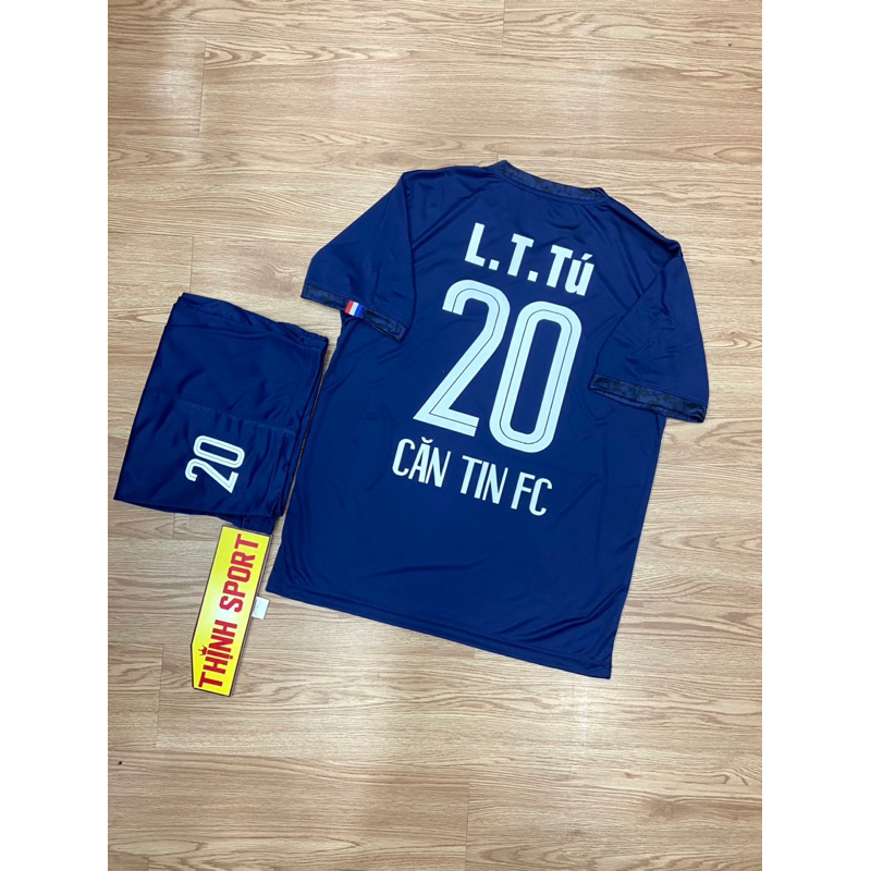 Bộ quần áo đá banh, bóng đá tuyển Pháp xanh than, in theo yêu cầu