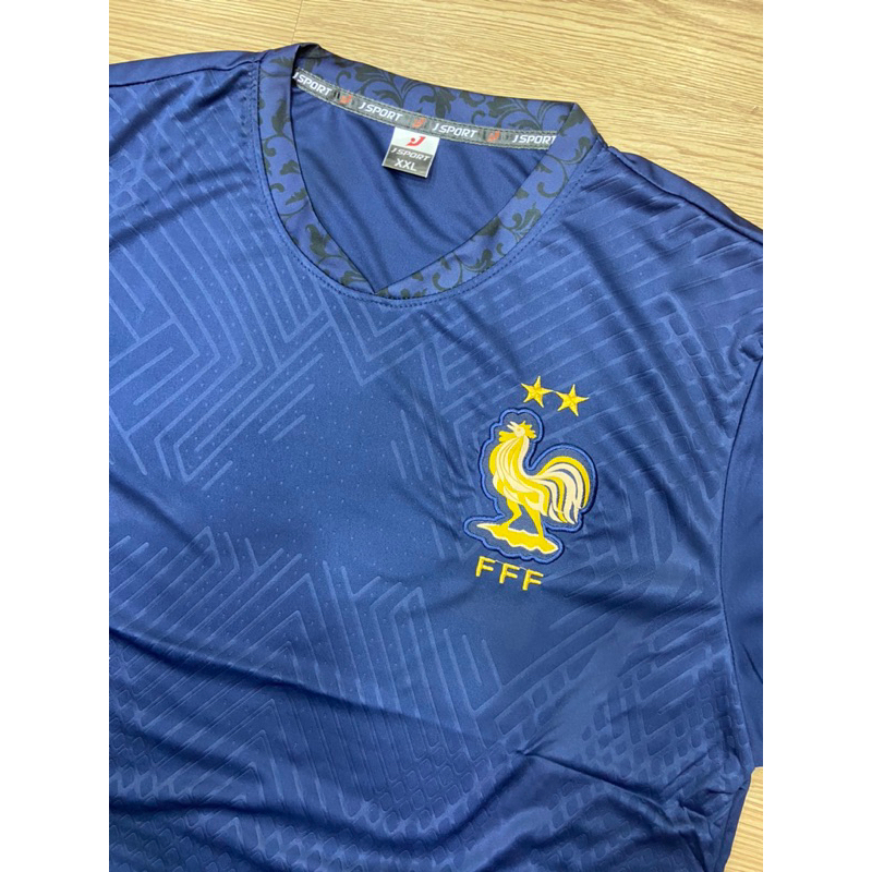Bộ quần áo đá banh, bóng đá tuyển Pháp xanh than, in theo yêu cầu