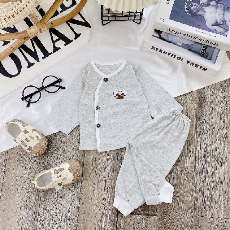 Bộ Quần Áo Dài Sơ Sinh Màu Trơn MĐ23 3-8KG