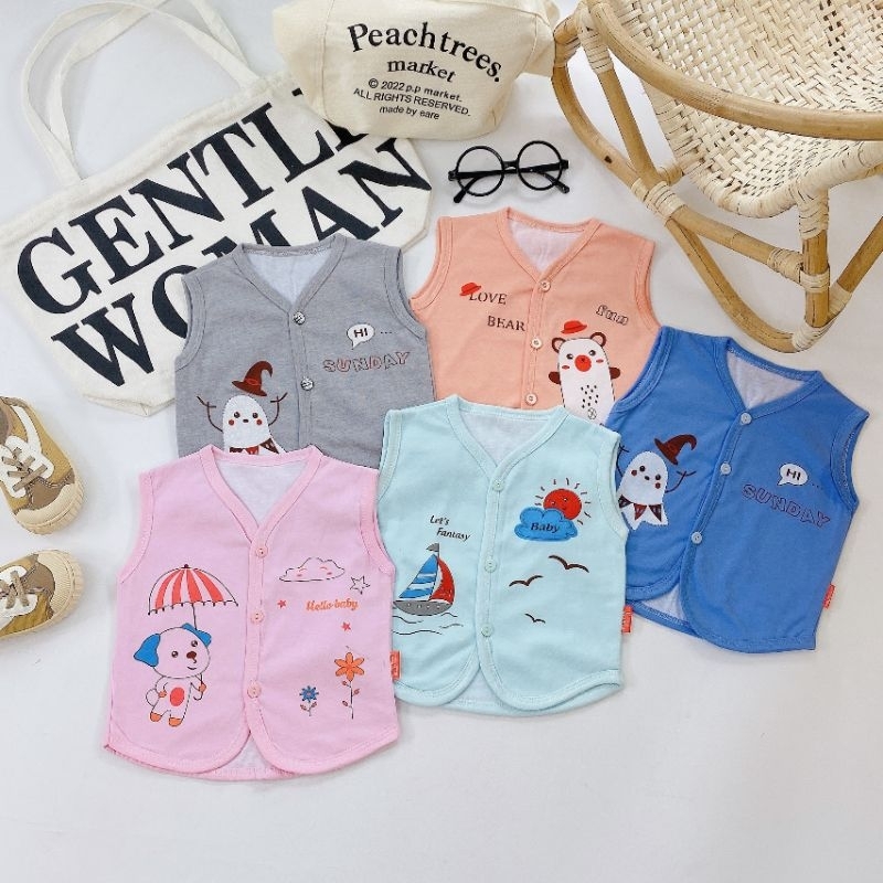Áo Gile Sơ Sinh Vải Cotton 2 Lớp Cho Bé 3-10kg, Nhiều Mẫu