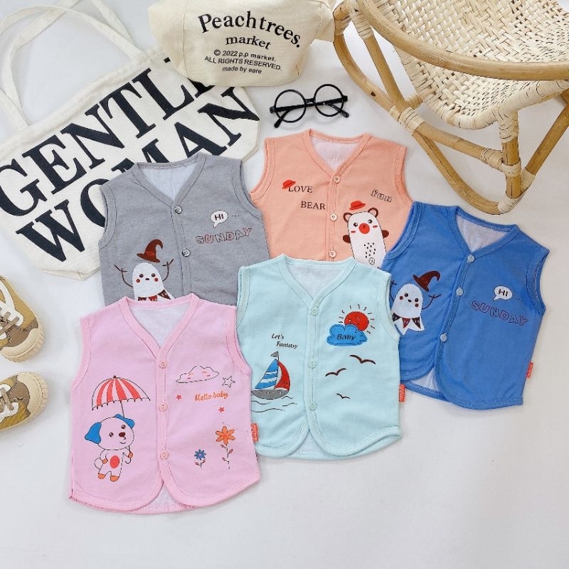 Áo Gile Sơ Sinh Vải Cotton 2 Lớp Cho Bé 3-10kg, Nhiều Mẫu