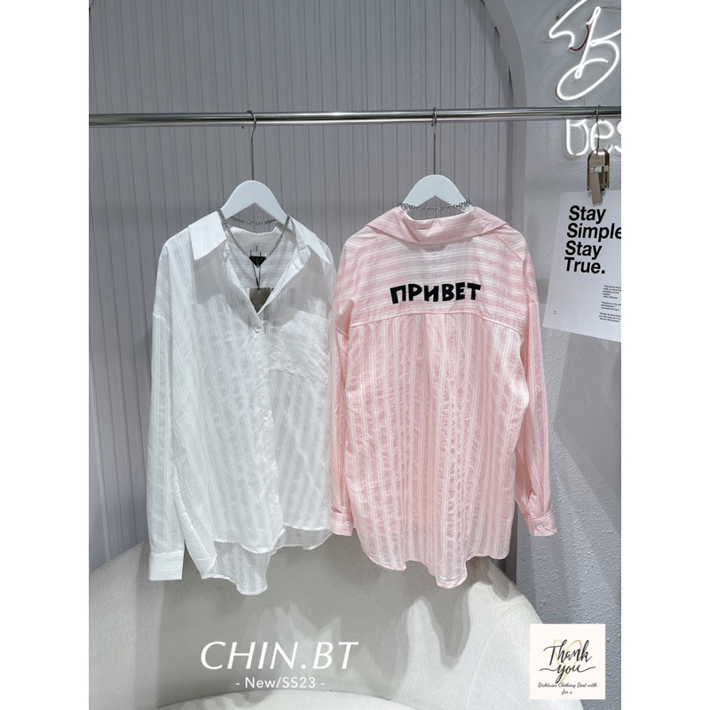 Áo Sơmi Kẻ Sọc Chữ Lưng QC L1