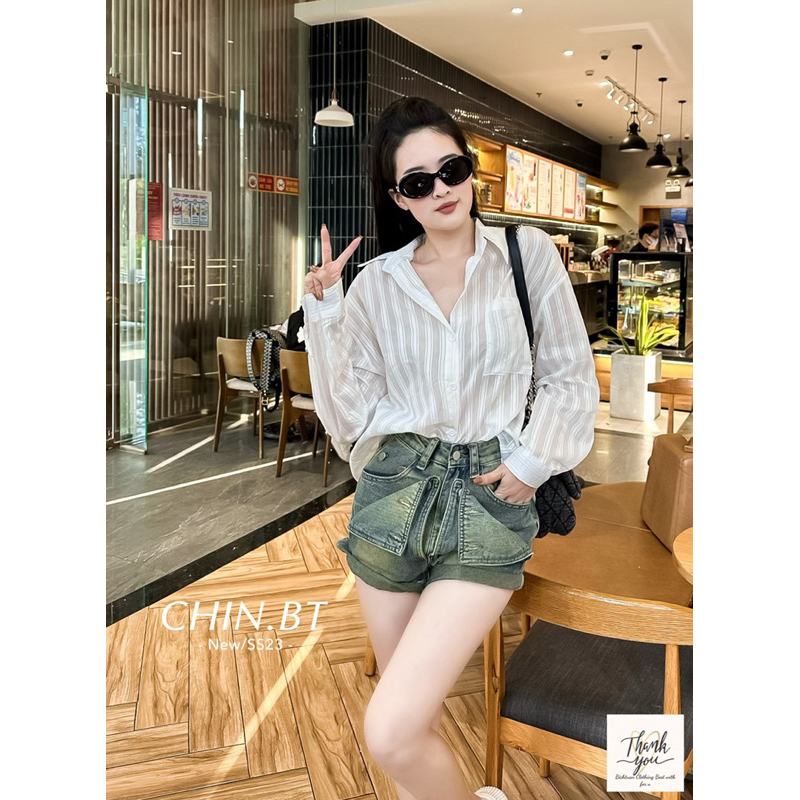 Áo Sơmi Kẻ Sọc Chữ Lưng QC L1