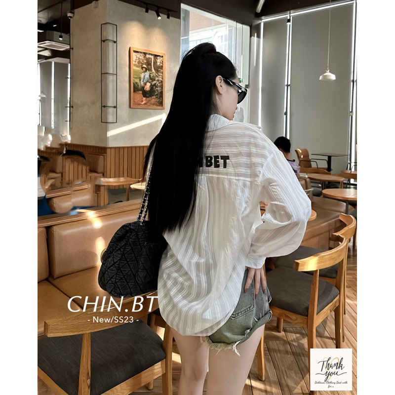 Áo Sơmi Kẻ Sọc Chữ Lưng QC L1