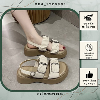 Sandal nữ quai nhún đế bánh mỳ ullzang hàng Qc chất da mềm siêu êm