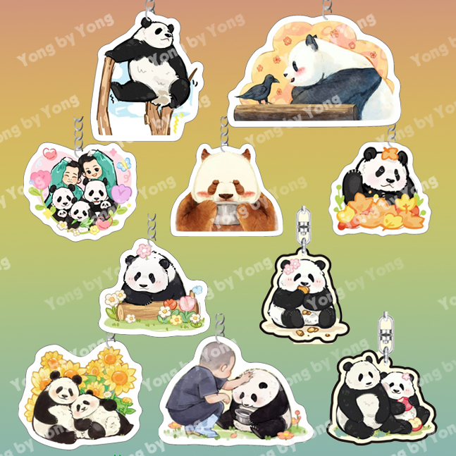Móc Khóa Gấu Trúc Manh Lan Fubao Hoa Hoa Dễ Thương | Móc Nhựa PANDA Mica Trong Suốt