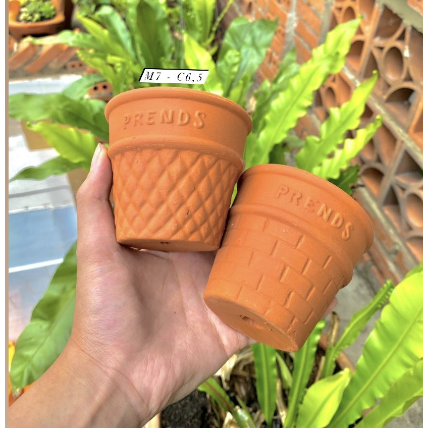 Chậu Đất Nung Ly Kem - Trồng Xương Rồng , Sen Đá...Size 7cm*6.5cm