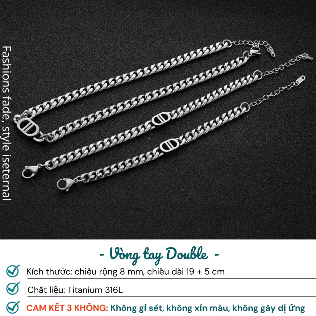 Dây chuyền nam titan Double D màu bạc, vòng cổ nam đẹp  không gỉ - không phai màu thời trang Hottrend 2023 DETINO DC16
