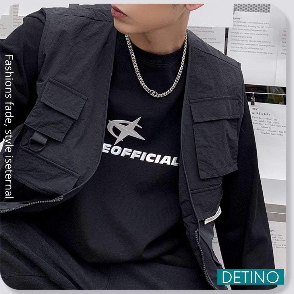 Dây chuyền nam titan Double D màu bạc, vòng cổ nam đẹp  không gỉ - không phai màu thời trang Hottrend 2023 DETINO DC16