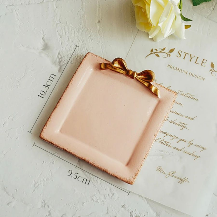 Khay Đựng Nến Tròn Vuông Hồng Dùng Để Trang Trí