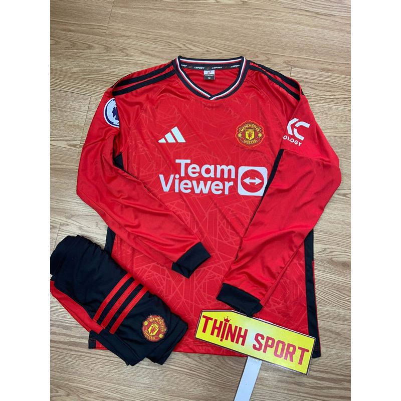 Áo đá banh, bóng đá M.U tay dài, in tên số theo yêu cầu