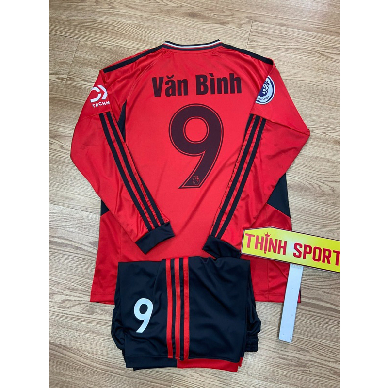 Áo đá banh, bóng đá M.U tay dài, in tên số theo yêu cầu