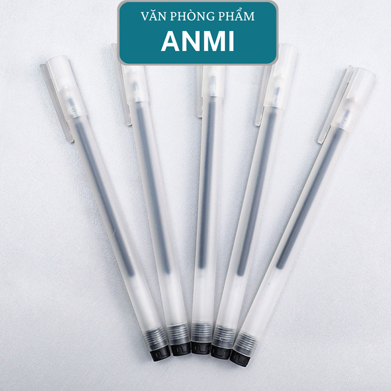 Bút gel ANMI viết gel bút nước đen xanh đỏ mực khô nhanh ngòi 0,5mm bút gel đen mực trơn mượt đều viết cực thích B14