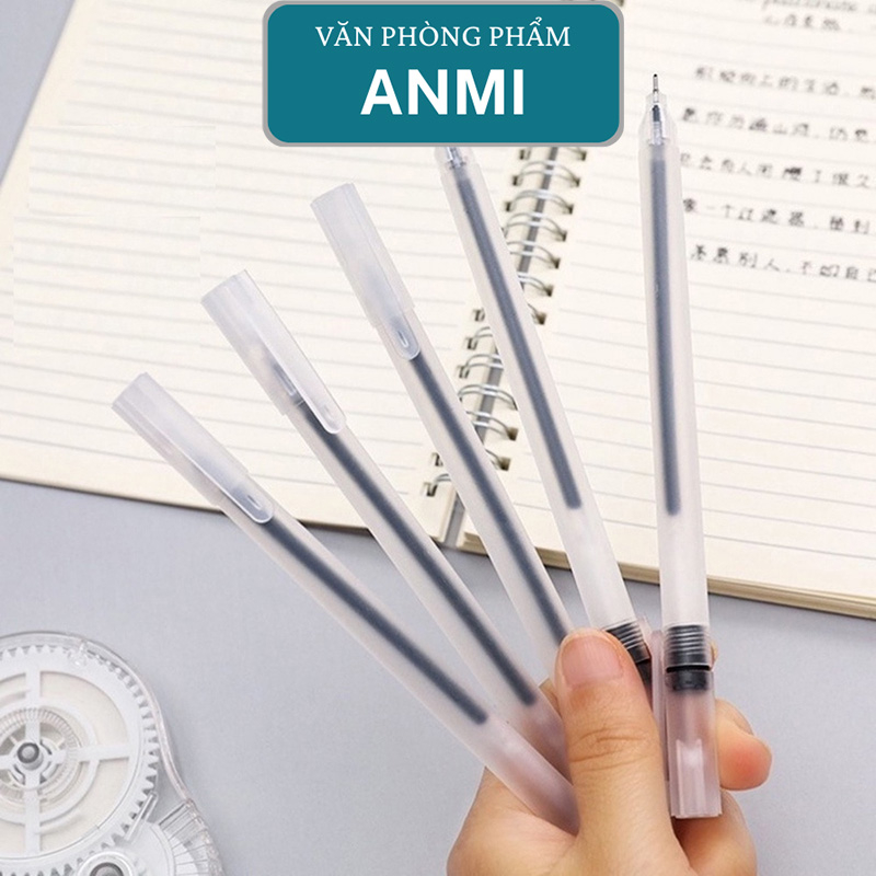 Bút gel ANMI viết gel bút nước đen xanh đỏ mực khô nhanh ngòi 0,5mm bút gel đen mực trơn mượt đều viết cực thích B14