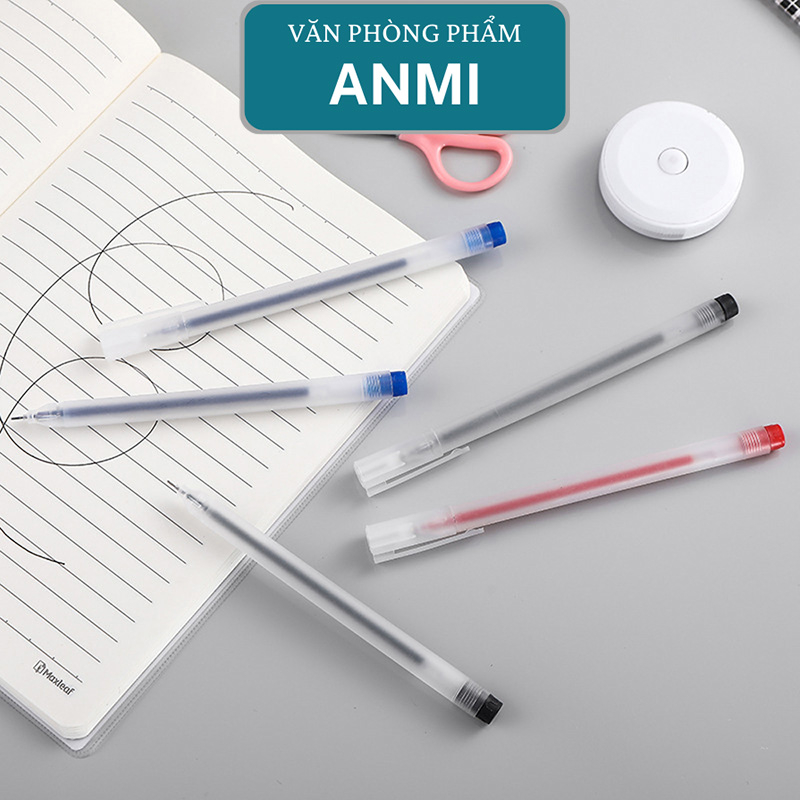 Bút gel ANMI viết gel bút nước đen xanh đỏ mực khô nhanh ngòi 0,5mm bút gel đen mực trơn mượt đều viết cực thích B14