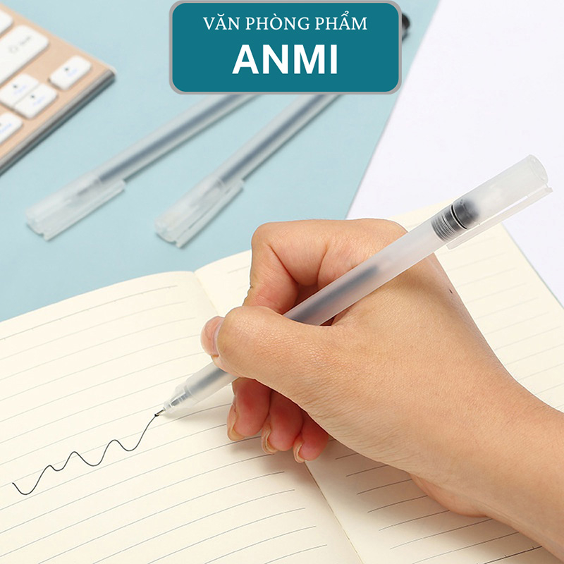 Bút gel ANMI viết gel bút nước đen xanh đỏ mực khô nhanh ngòi 0,5mm bút gel đen mực trơn mượt đều viết cực thích B14