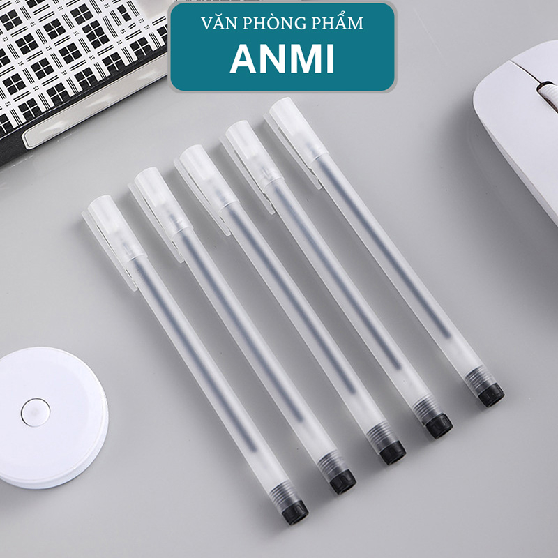 Bút gel ANMI viết gel bút nước đen xanh đỏ mực khô nhanh ngòi 0,5mm bút gel đen mực trơn mượt đều viết cực thích B14